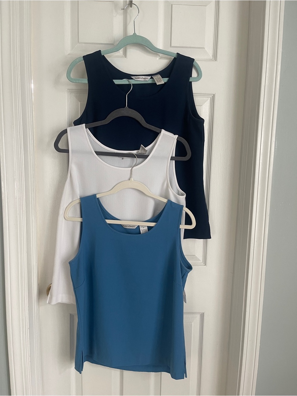 Women’s Sleeveless Tank Top 3-Pack - Navy, White & Blue